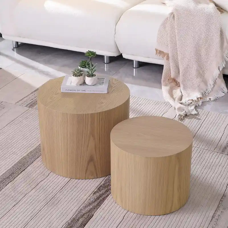 Round Nesting Tables Set, Coffee & End Tables, No Assembly
