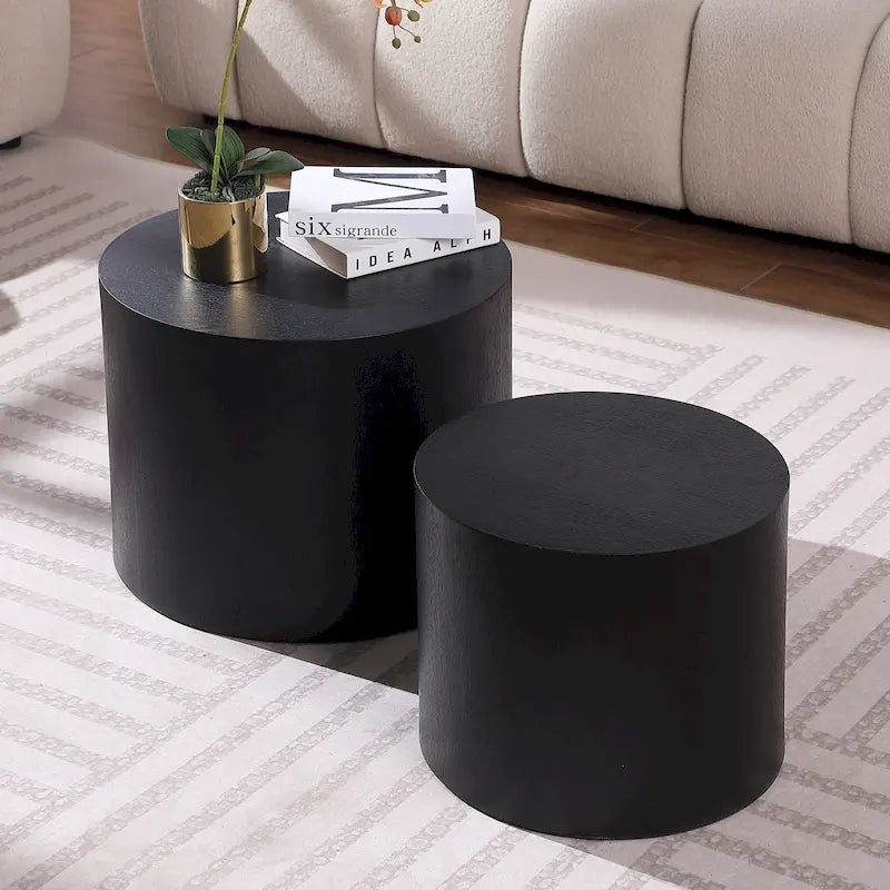 Round Nesting Tables Set, Coffee & End Tables, No Assembly