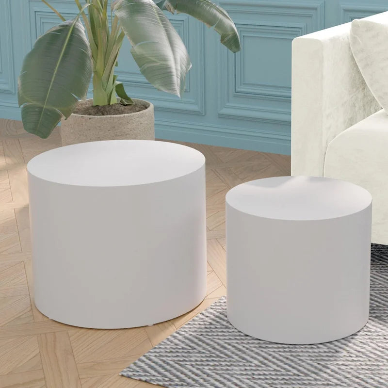 Round Nesting Tables Set, Coffee & End Tables, No Assembly