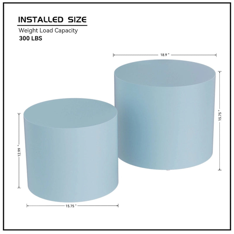 Round Nesting Tables Set, Coffee & End Tables, No Assembly