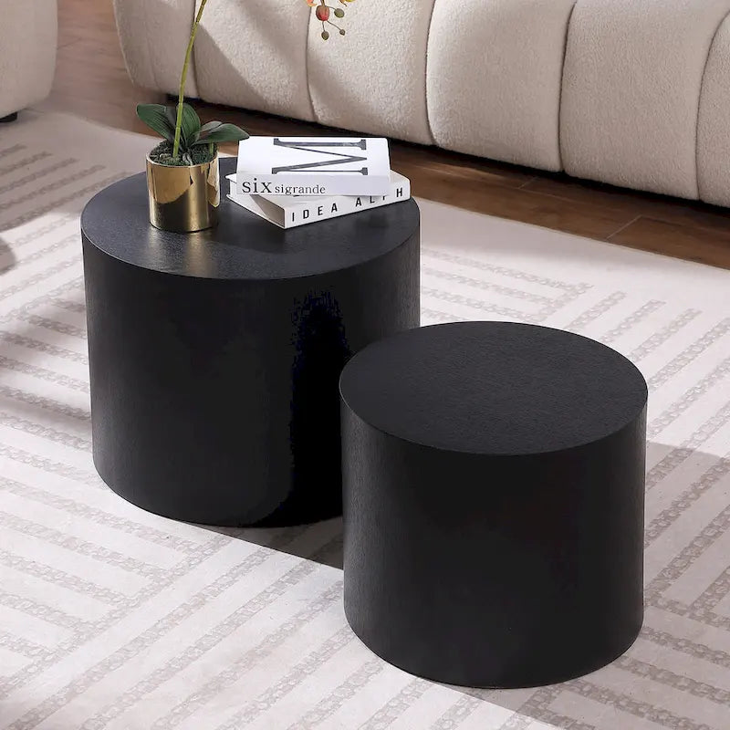 Round Nesting Tables Set, Coffee & End Tables, No Assembly
