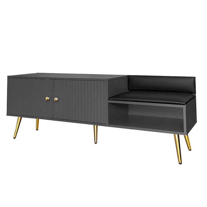 Modern Shoe Storage Bench with Hidden Storage and Upholstered Cushions for Bedside, Living Room and Entryway