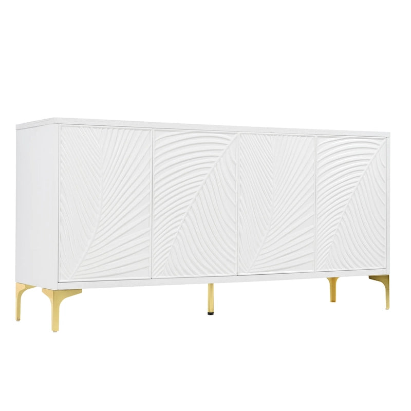 Multi-Functional Storage Cabinet,Four-Door Sideboard with unique texture,Adjustable Shelves