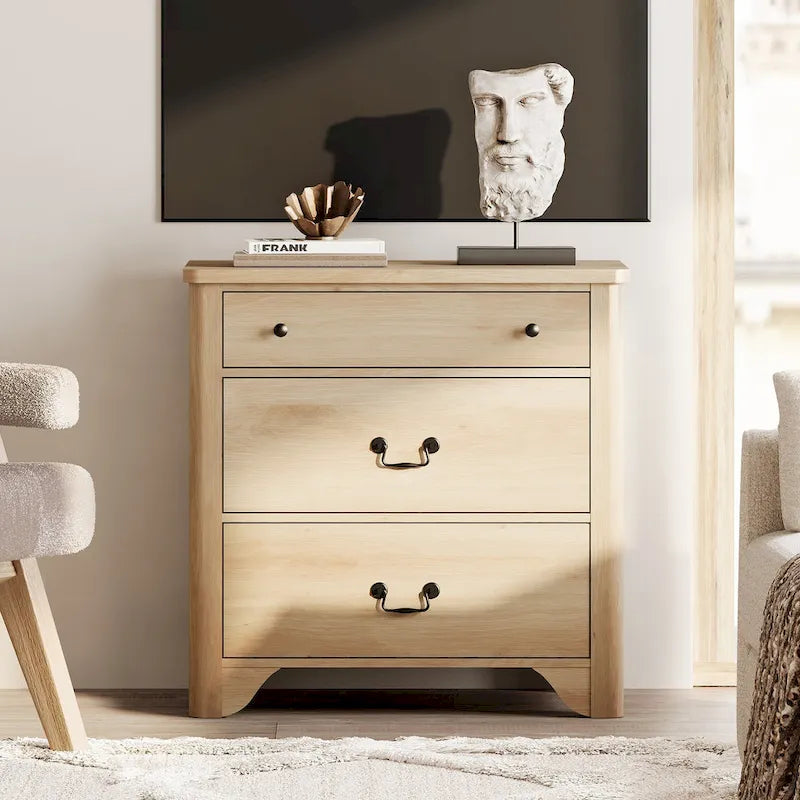  Farmhouse TV Stand For Tvs, Wood Entertainment Center With 3 Drawers, TV Console With Large Storage For Living Room