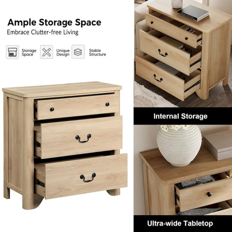 Farmhouse TV Stand For Tvs, Wood Entertainment Center With 3 Drawers, TV Console With Large Storage For Living Room