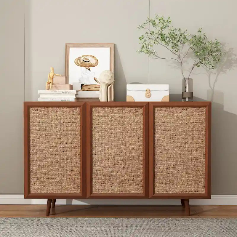 Entryway Storage Media Console Farmhouse Tv Stand Accent Buffet Sideboard Cabinet With Doors and Shelves