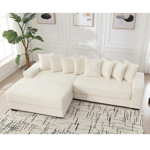 111 Corduroy L-Shaped Sectional Sofa with Oversized Left Chaise