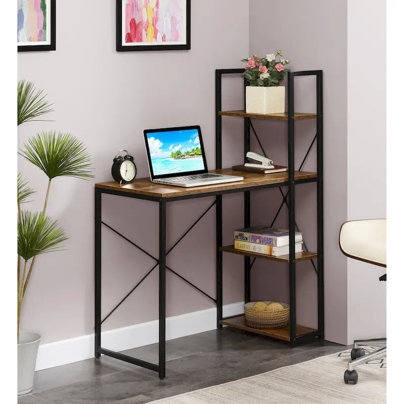 Designs2Go Office Workstation with Shelves