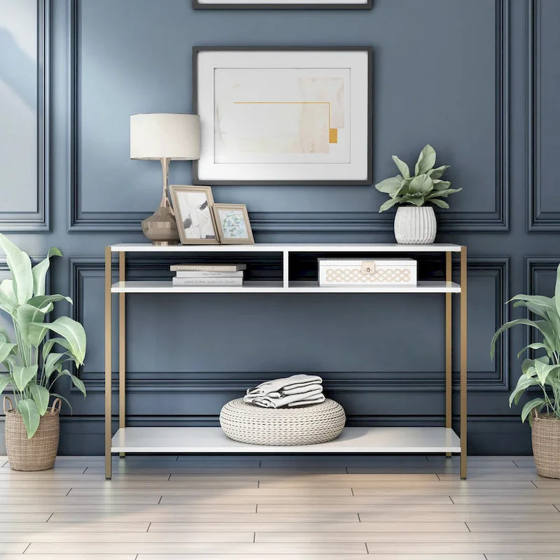 Raven Glam 48-inch Steel 3-Shelf Console Table by