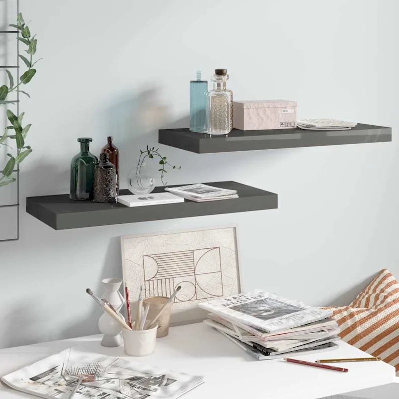 Floating Wall Shelves 2 pcs 23.6x9.3x1.5 MDF - 23.6 x 9.3 x 1.5 (L x W x H)