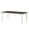  Jillian Farmhouse Two-Tone 80-Inch Dining Table - Two Tone Soft White and Dark Oak