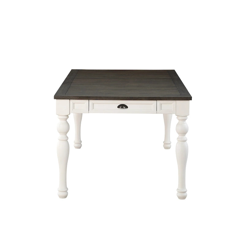 Jillian Farmhouse Two-Tone 80-Inch Dining Table - Two Tone Soft White and Dark Oak