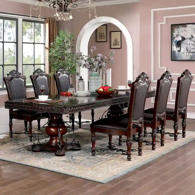 Baburam Traditional Cherry 7-piece Expandable Dining Set by 