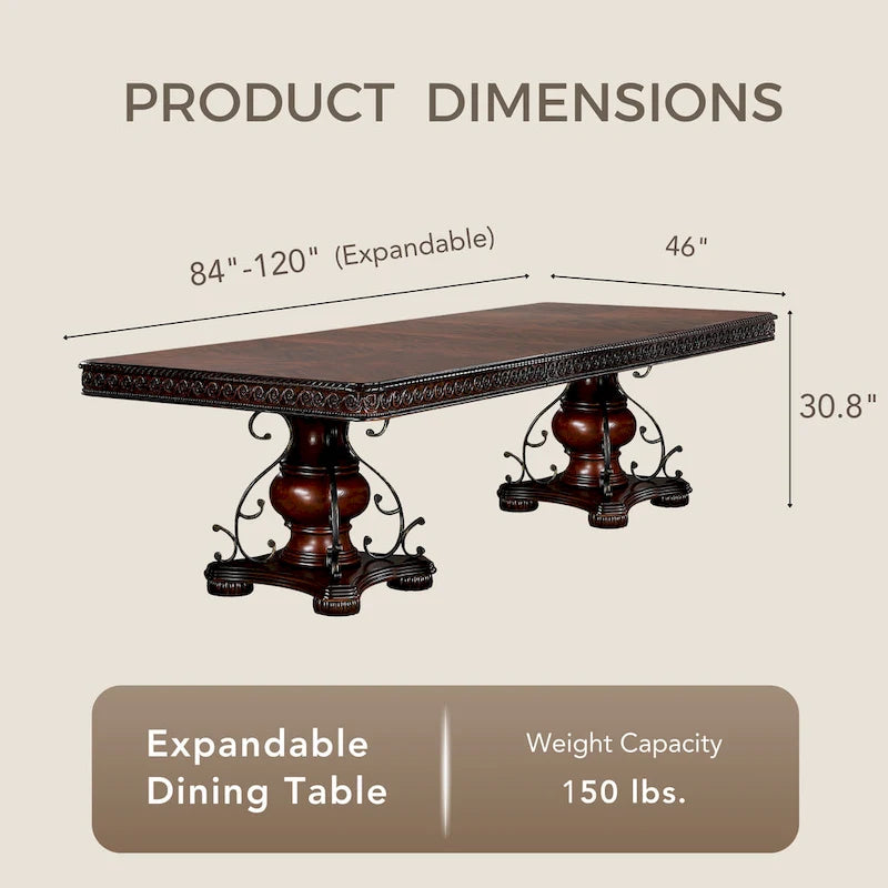Baburam Traditional Cherry 7-piece Expandable Dining Set by