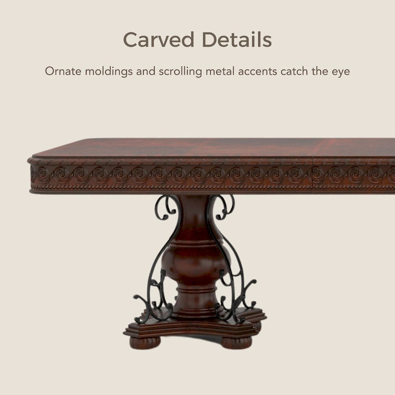 Baburam Traditional Cherry 7-piece Expandable Dining Set by