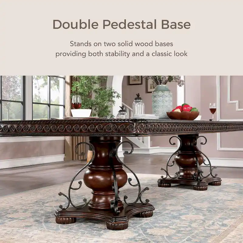 Baburam Traditional Cherry 7-piece Expandable Dining Set by