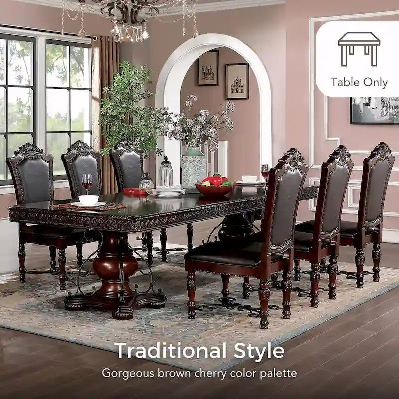 Baburam Traditional Cherry 7-piece Expandable Dining Set by