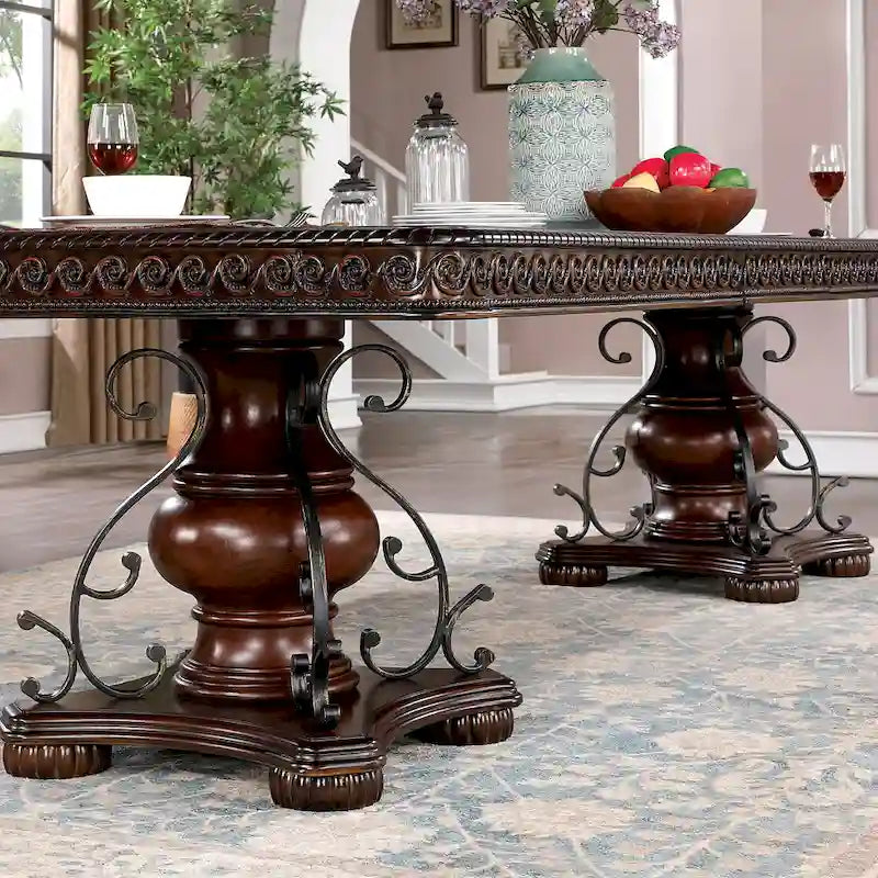 Baburam Traditional Cherry 7-piece Expandable Dining Set by