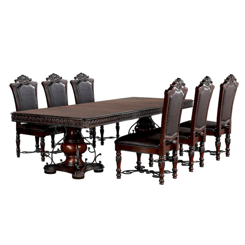 Baburam Traditional Cherry 7-piece Expandable Dining Set by