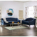 Adeben Transitional Blue Fabric Nailhead Trim Tufted 2-Piece Sofa Set by 