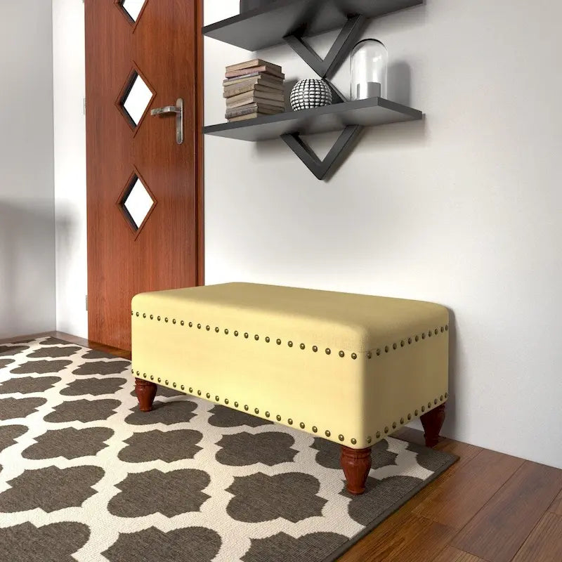 Copper Grove Muscari Vanilla Linen Nailhead Storage Bench