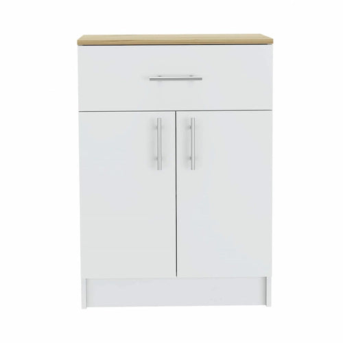 34 Light Oak and White Pantry Cabinet