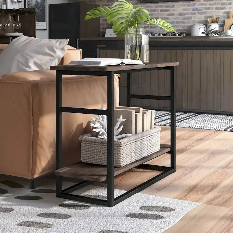 DH BASIC Urban Oak 32-inch Long Side Table with Lower Shelf by