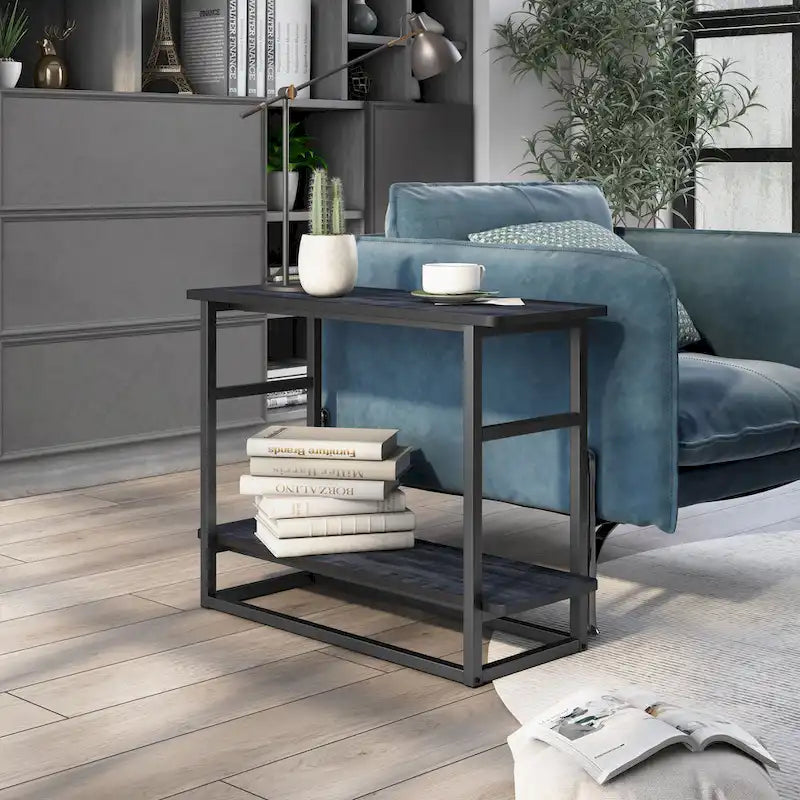 DH BASIC Urban Oak 32-inch Long Side Table with Lower Shelf by 