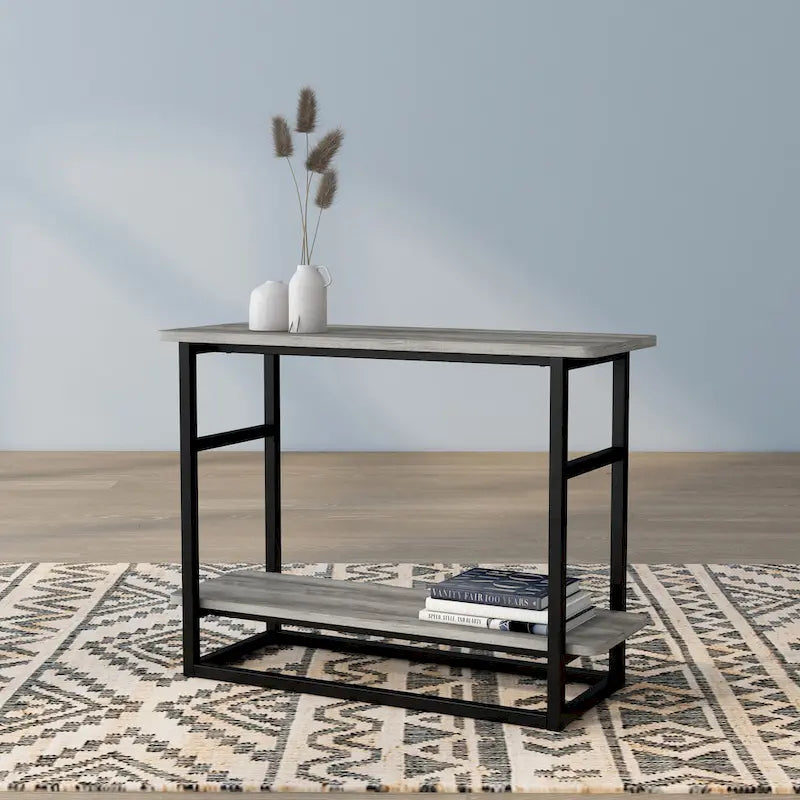 DH BASIC Urban Oak 32-inch Long Side Table with Lower Shelf by