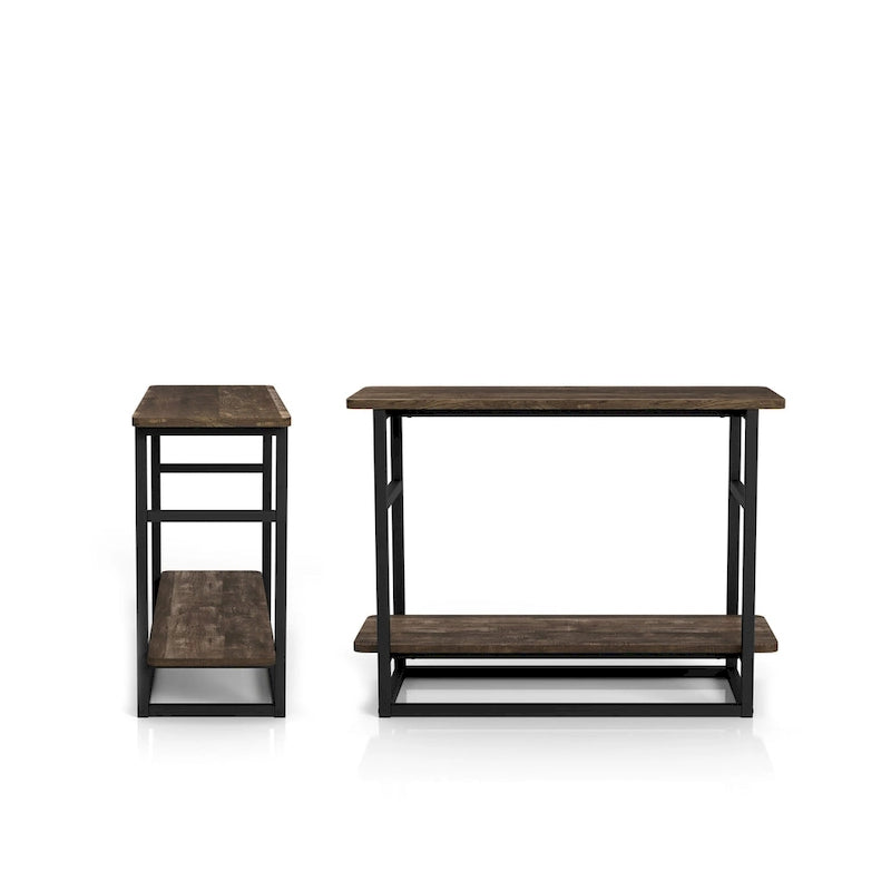 DH BASIC Urban Oak 32-inch Long Side Table with Lower Shelf by