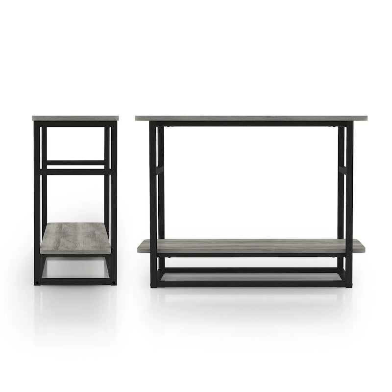 DH BASIC Urban Oak 32-inch Long Side Table with Lower Shelf by