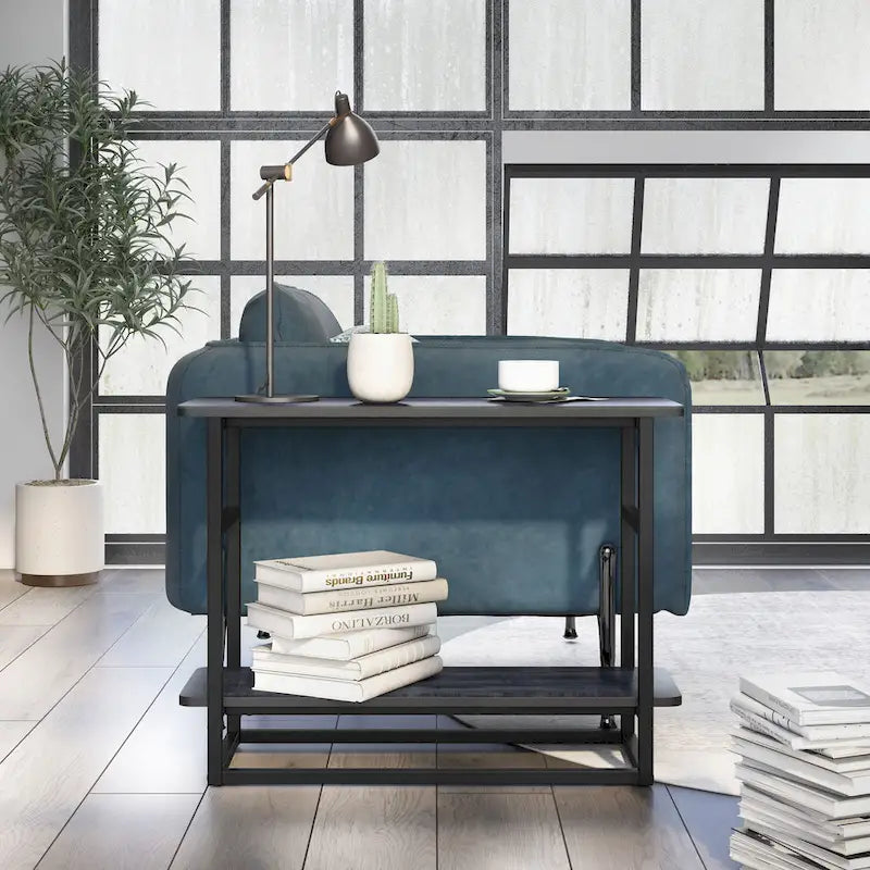 DH BASIC Urban Oak 32-inch Long Side Table with Lower Shelf by