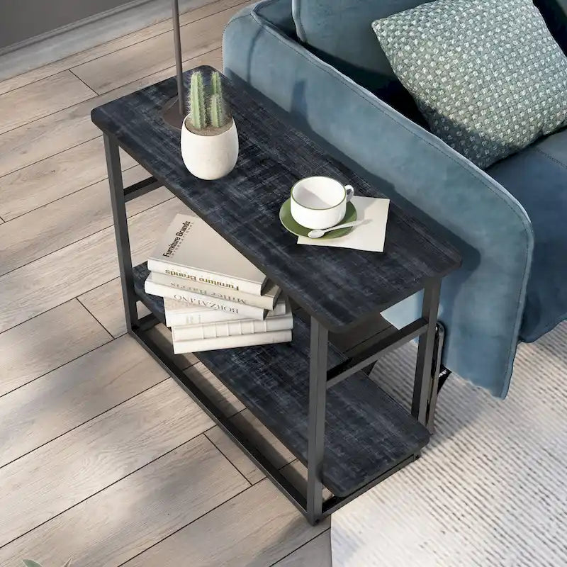 DH BASIC Urban Oak 32-inch Long Side Table with Lower Shelf by
