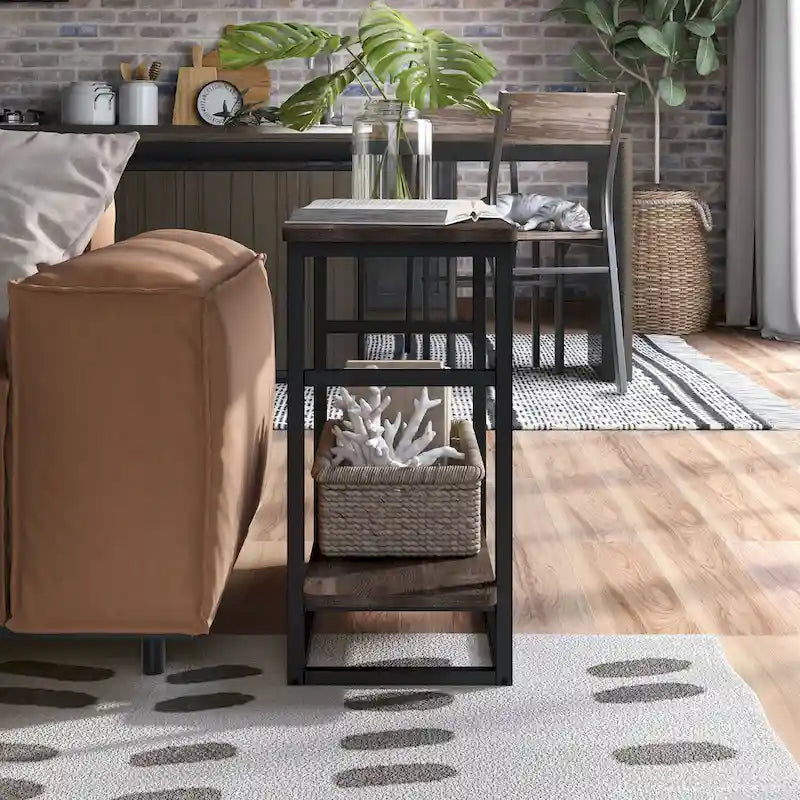 DH BASIC Urban Oak 32-inch Long Side Table with Lower Shelf by