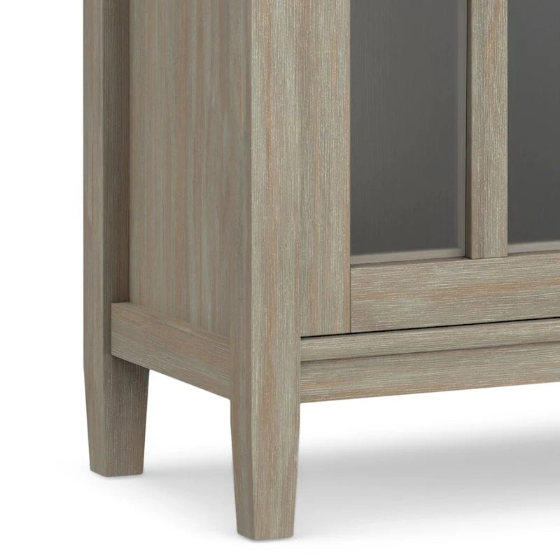WYNDENHALL Norfolk SOLID WOOD 32 inch Wide Transitional Low Storage Cabinet - 32w x 14d x 31 h