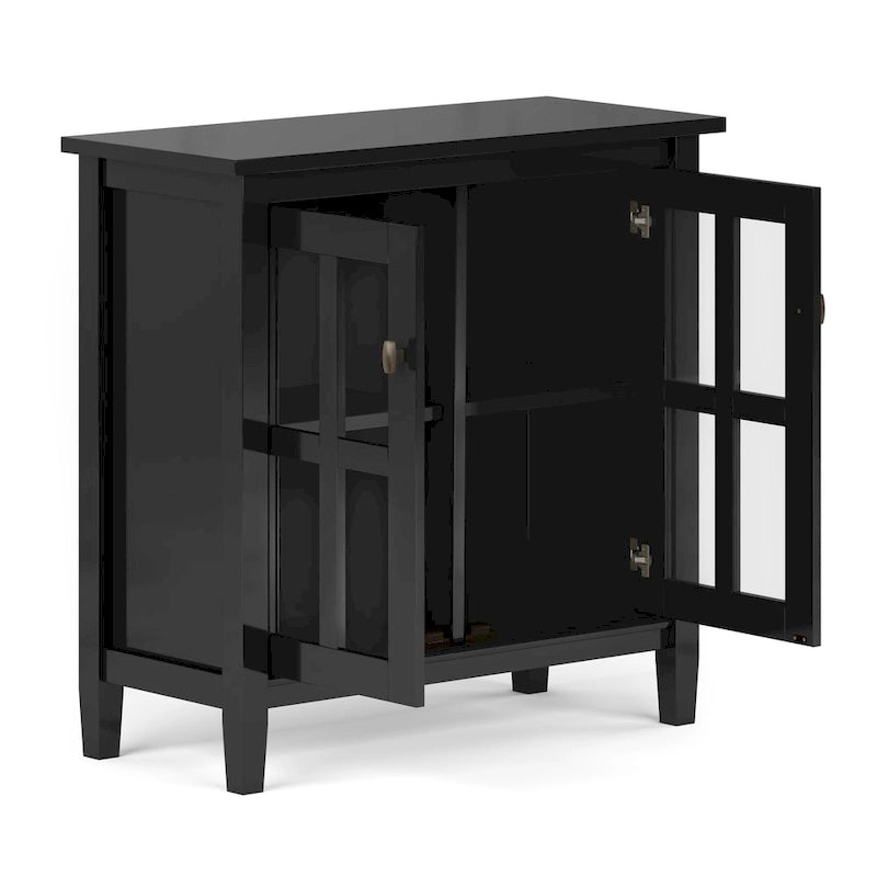 WYNDENHALL Norfolk SOLID WOOD 32 inch Wide Transitional Low Storage Cabinet - 32w x 14d x 31 h