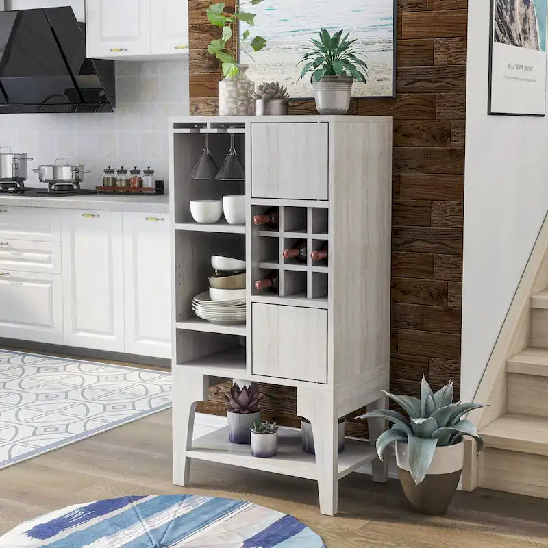  Cregg Contemporary 4-shelf Buffet with Wine Rack