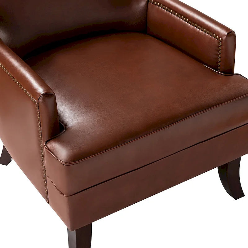 Angeles Mid-century Modern Ergonomic Vegan Leather Armchair with Wingback Set of 2 by HULALA HOME