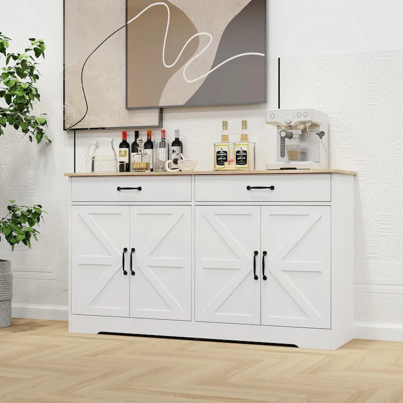 55.91 Large Farmhouse Buffet Cabinet Storage Sideboard