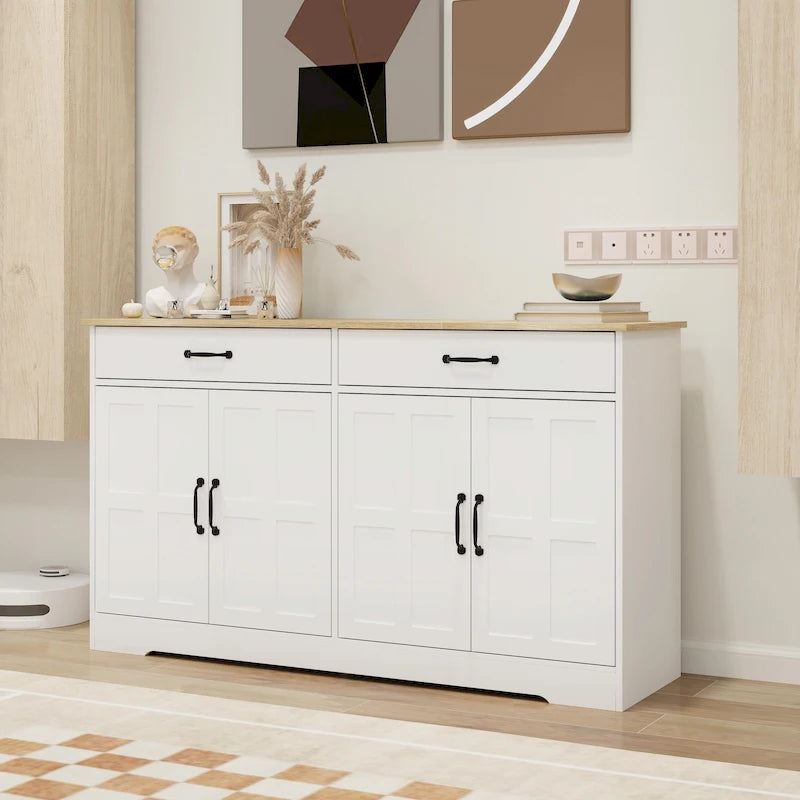 55.91 Large Farmhouse Buffet Cabinet Storage Sideboard