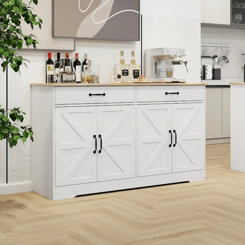 55.91 Large Farmhouse Buffet Cabinet Storage Sideboard