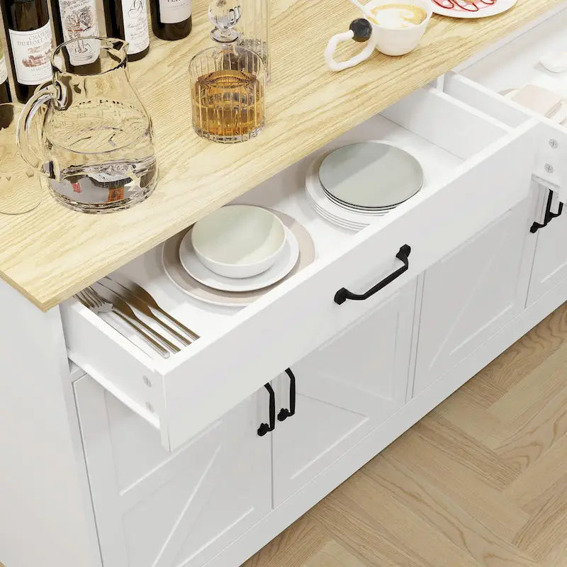 55.91 Large Farmhouse Buffet Cabinet Storage Sideboard
