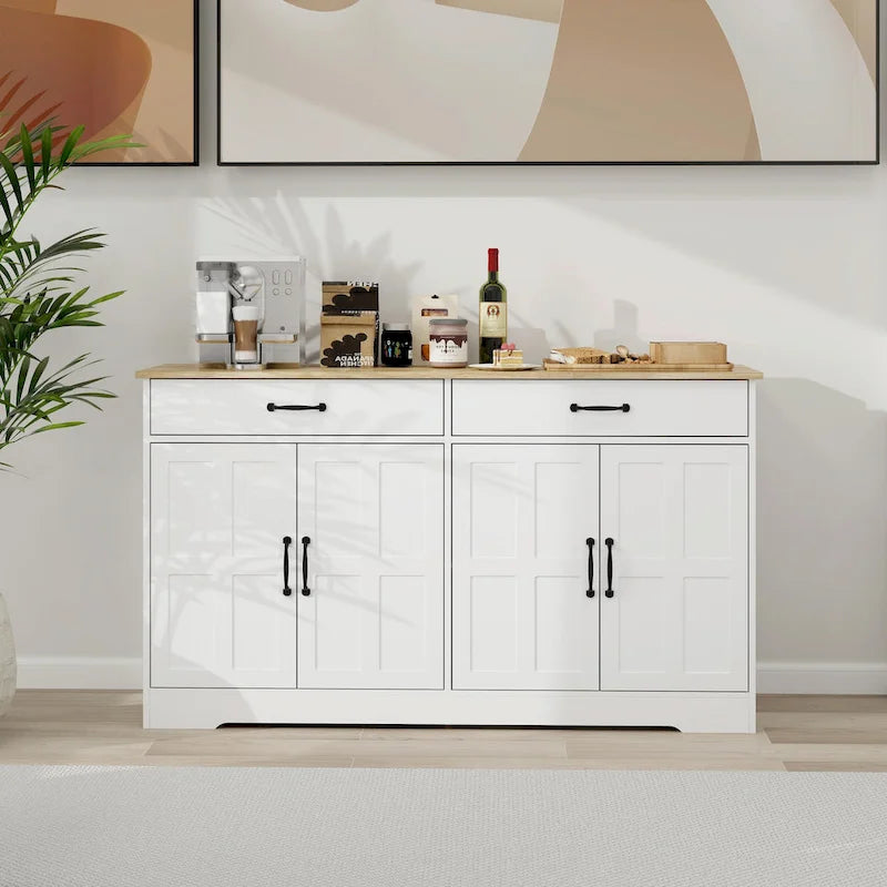 55.91 Large Farmhouse Buffet Cabinet Storage Sideboard