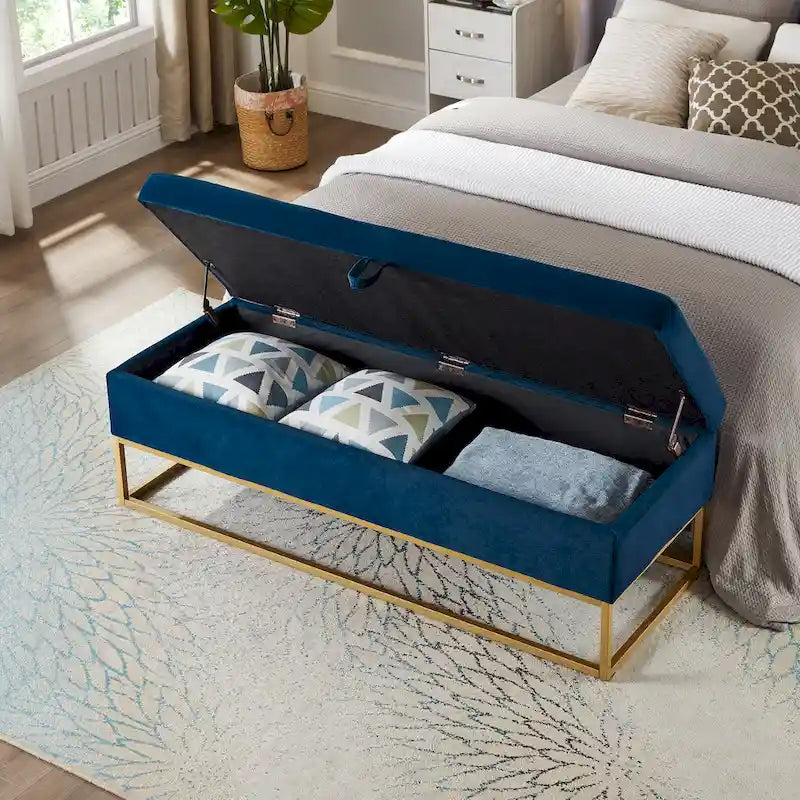 58.6 Bed Bench Metal Base with Storage