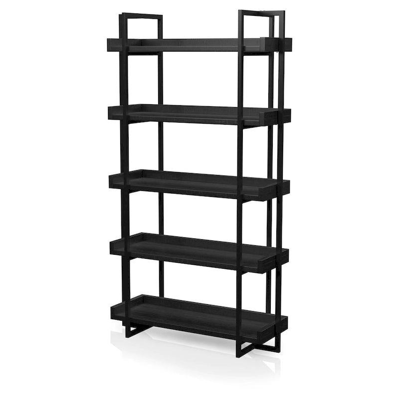 Ganesh Rustic Black Metal 5-Tier Ladder Shelf by