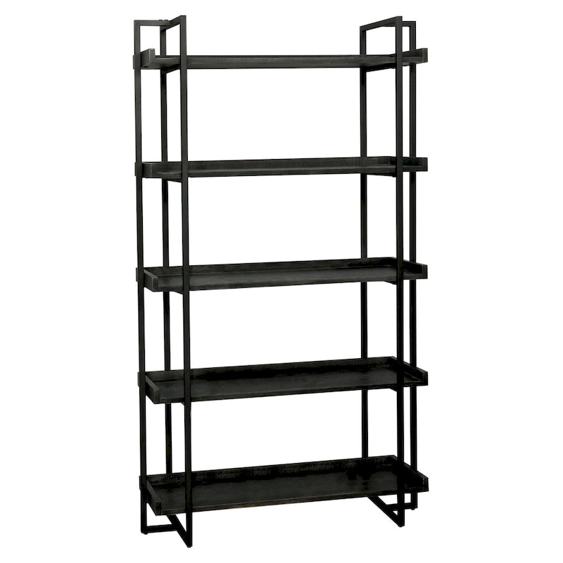 Ganesh Rustic Black Metal 5-Tier Ladder Shelf by