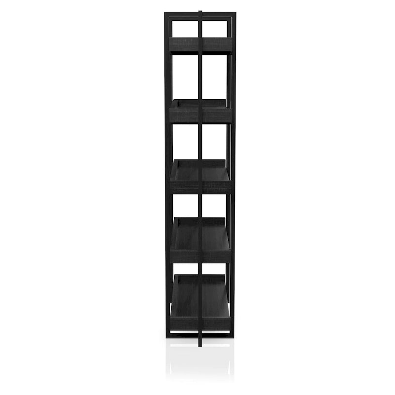Ganesh Rustic Black Metal 5-Tier Ladder Shelf by