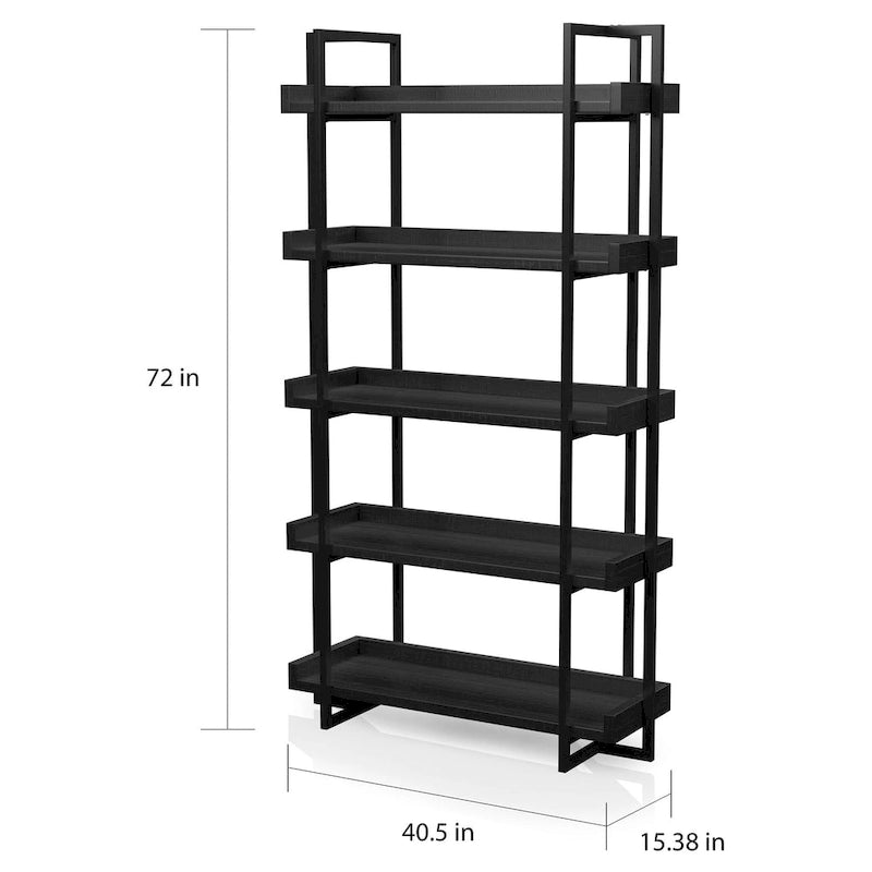 Ganesh Rustic Black Metal 5-Tier Ladder Shelf by