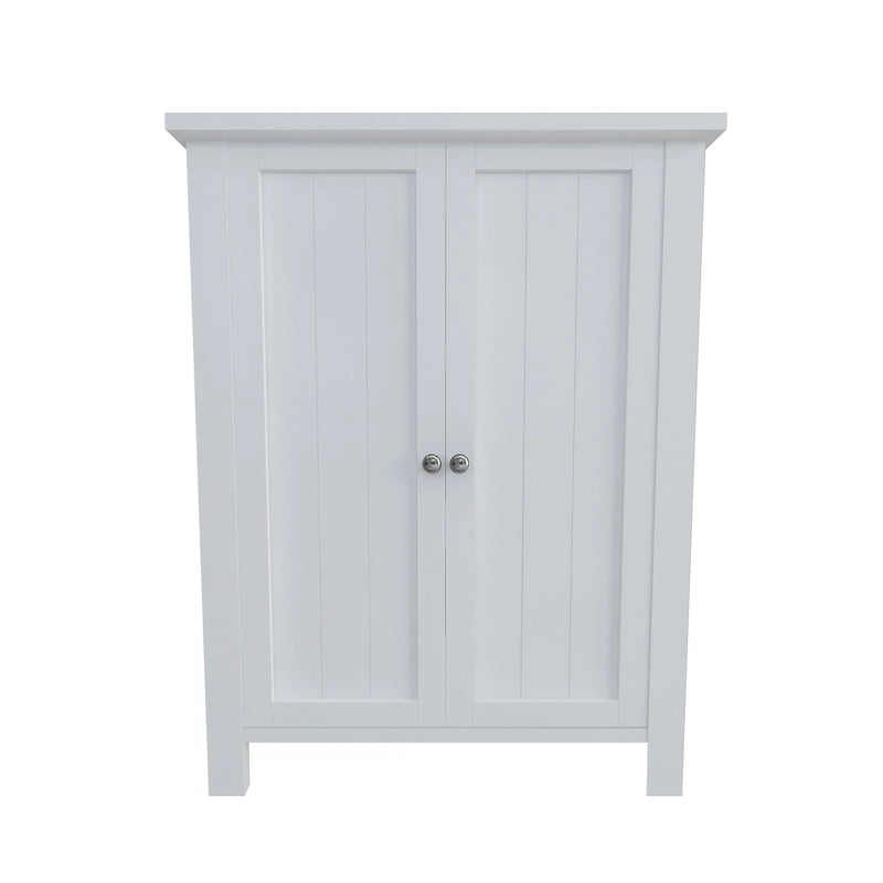 Wooden Bathroom Floor Storage Cabinet With 2 Adjustable Shelves