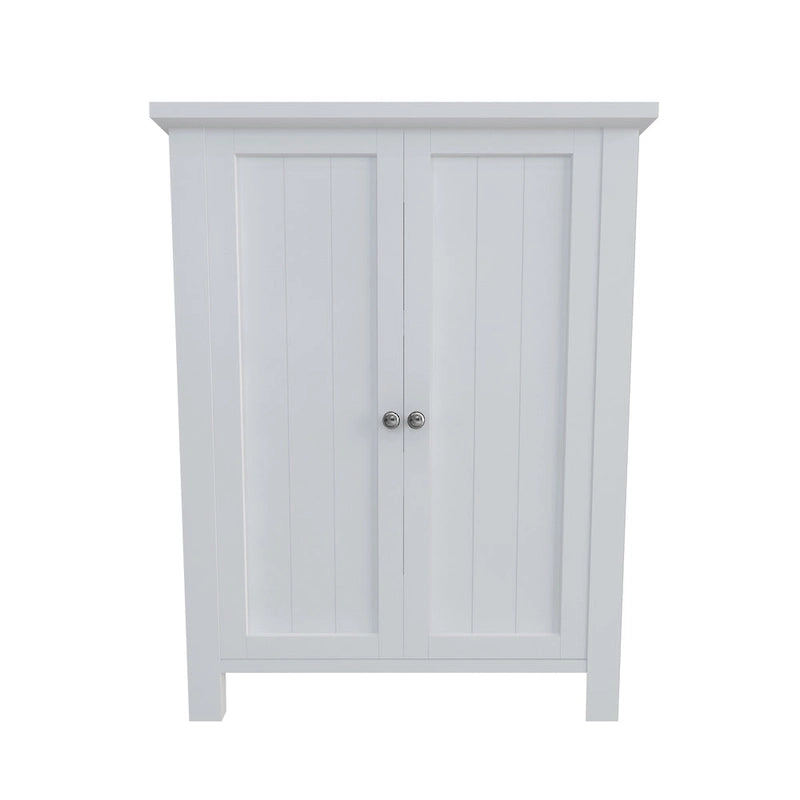 Wooden Bathroom Floor Storage Cabinet With 2 Adjustable Shelves